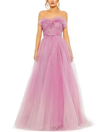 Mac Duggal Strapless Glitter Tulle Gown In Purple