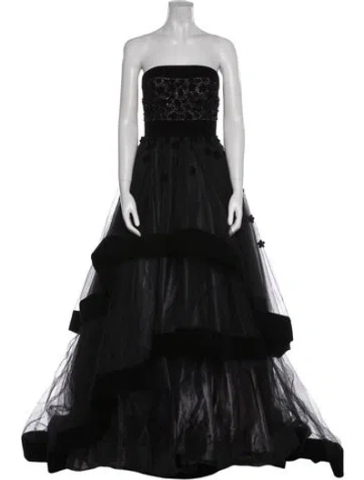 Pre-owned Mac Duggal Strapless Long Dress In Black