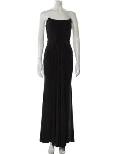Pre-owned Mac Duggal Strapless Long Dress In Black