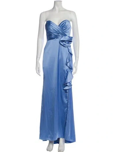 Pre-owned Mac Duggal Strapless Long Dress In Blue