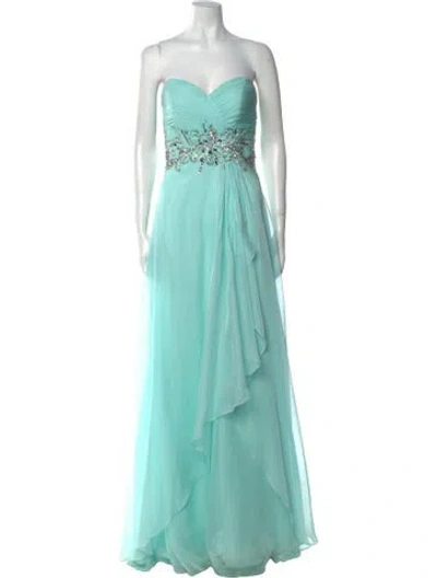 Pre-owned Mac Duggal Strapless Long Dress In Blue