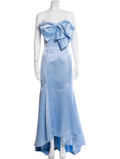 Pre-owned Mac Duggal Strapless Long Dress In Blue