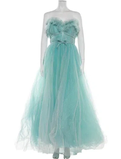 Pre-owned Mac Duggal Strapless Long Dress In Blue