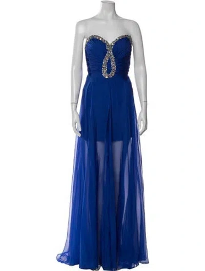 Pre-owned Mac Duggal Strapless Long Dress In Blue