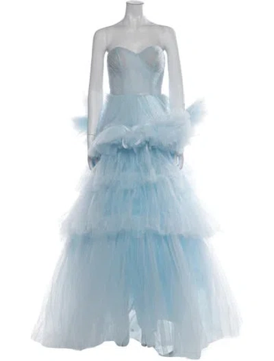 Pre-owned Mac Duggal Strapless Long Dress In Blue