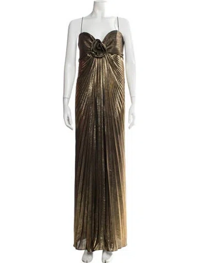 Pre-owned Mac Duggal Strapless Long Dress In Gold