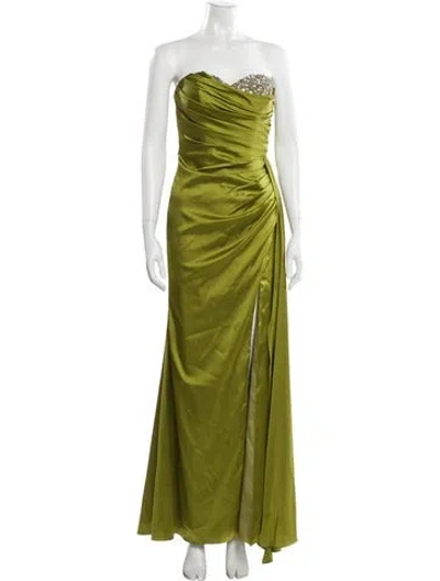 Pre-owned Mac Duggal Strapless Long Dress In Green