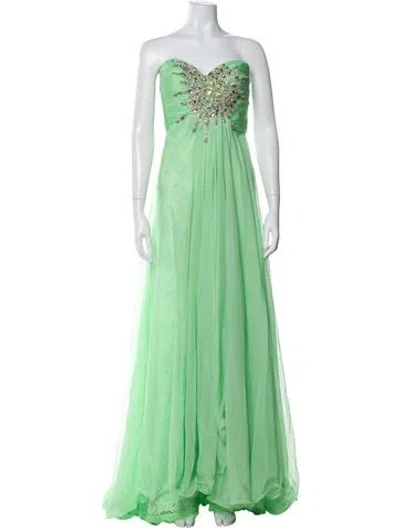 Pre-owned Mac Duggal Strapless Long Dress In Green