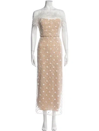 Pre-owned Mac Duggal Strapless Long Dress In Neutral