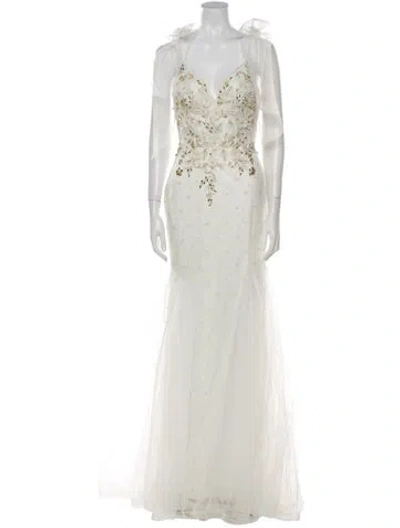 Pre-owned Mac Duggal Strapless Long Dress In Neutral