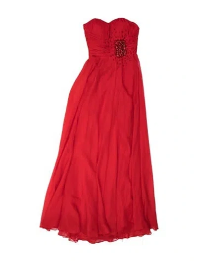 Pre-owned Mac Duggal Strapless Long Dress In Orange