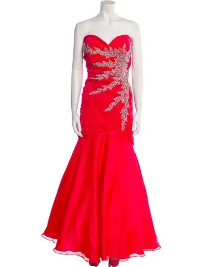Pre-owned Mac Duggal Strapless Long Dress In Pink