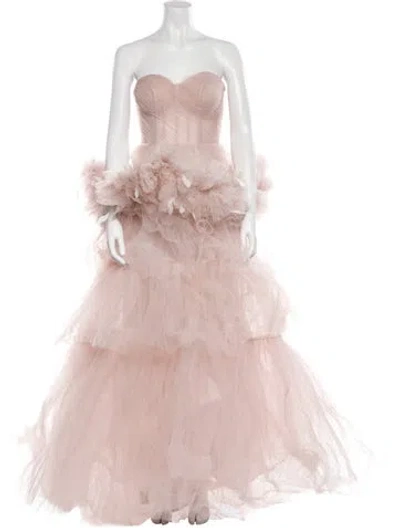 Pre-owned Mac Duggal Strapless Long Dress In Pink