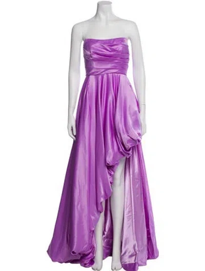 Pre-owned Mac Duggal Strapless Long Dress In Purple