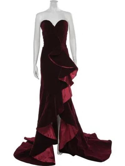 Pre-owned Mac Duggal Strapless Long Dress In Red