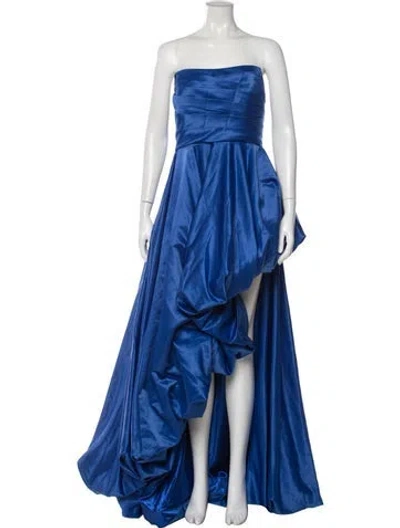Pre-owned Mac Duggal Strapless Long Dress W/ Tags In Blue