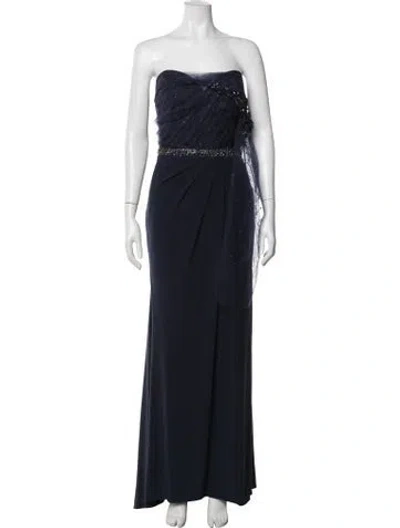 Pre-owned Mac Duggal Strapless Long Dress W/ Tags In Blue