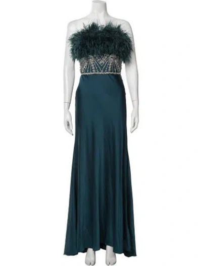 Pre-owned Mac Duggal Strapless Long Dress W/ Tags In Blue