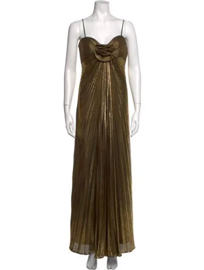 Pre-owned Mac Duggal Strapless Long Dress W/ Tags In Gold