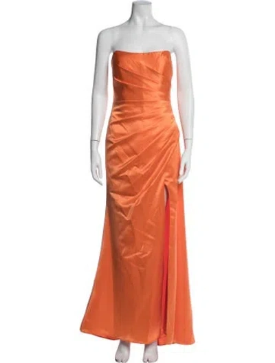 Pre-owned Mac Duggal Strapless Long Dress W/ Tags In Orange