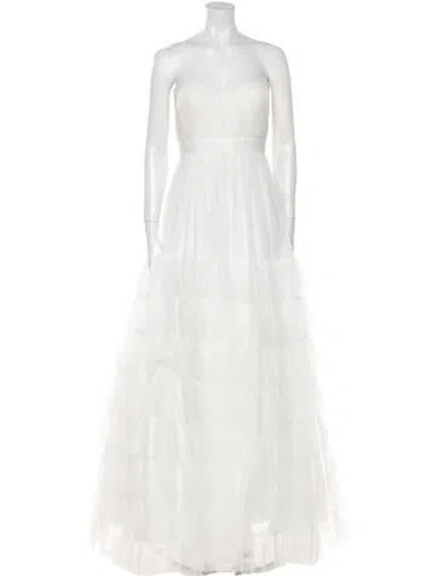Pre-owned Mac Duggal Strapless Long Dress W/ Tags In White