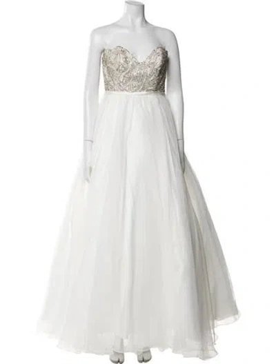 Pre-owned Mac Duggal Strapless Long Dress W/ Tags In White