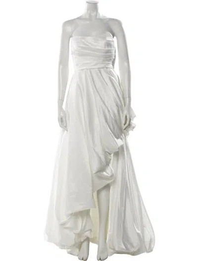 Pre-owned Mac Duggal Strapless Long Dress W/ Tags In White