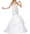 Mac Duggal Strapless Mermaid Prom Dress In White In White
