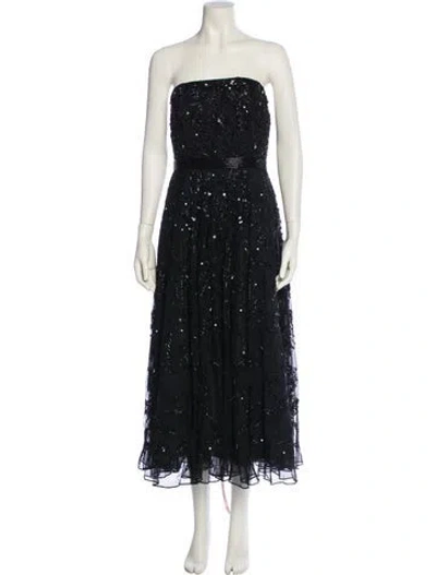 Pre-owned Mac Duggal Strapless Midi Length Dress In Black
