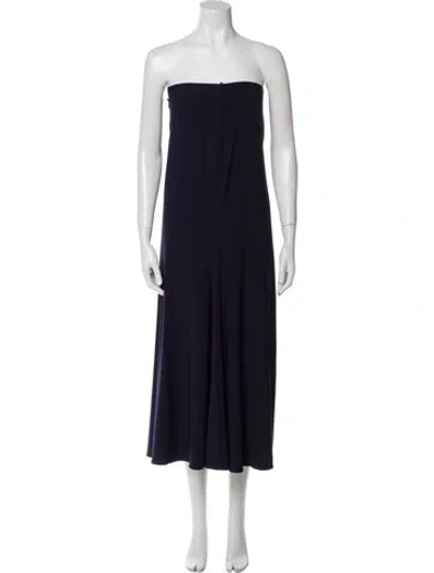 Pre-owned Mac Duggal Strapless Midi Length Dress In Blue
