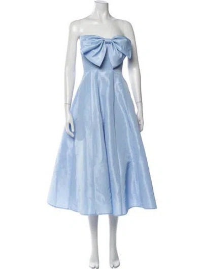 Pre-owned Mac Duggal Strapless Midi Length Dress In Blue