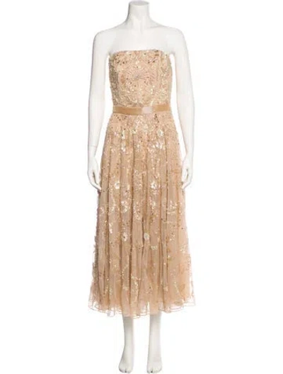 Pre-owned Mac Duggal Strapless Midi Length Dress In Neutral