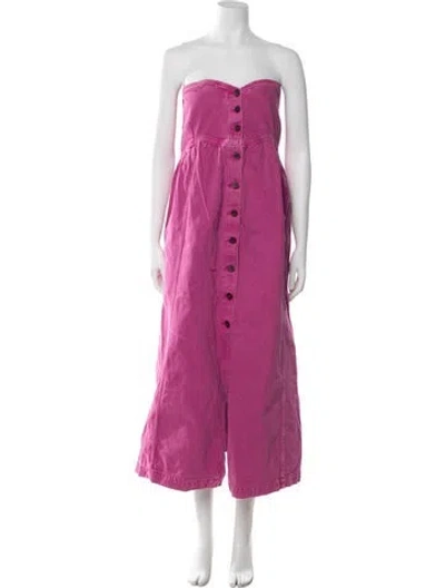 Pre-owned Mac Duggal Strapless Midi Length Dress In Pink