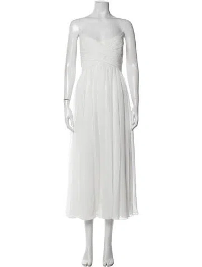 Pre-owned Mac Duggal Strapless Midi Length Dress In White