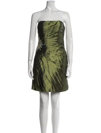 Pre-owned Mac Duggal Strapless Mini Dress In Green