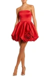 Mac Duggal Strapless Mini Dress With Rose Ruffle Detail