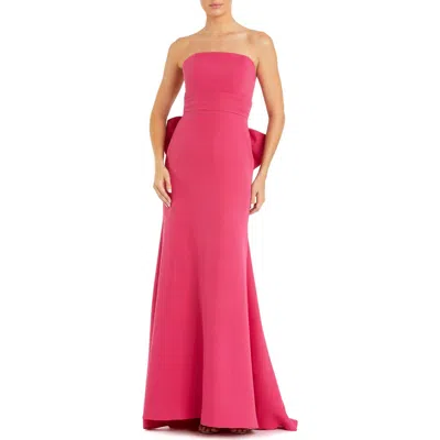 Mac Duggal Strapless Oversized Statement Bow Crepe Gown In Pink