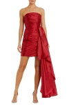 Mac Duggal Strapless Ruched Mini Dress In Red