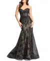 Mac Duggal Strapless Sweetheart Lace Embellished Beaded Trumpet Gown In Black Nude