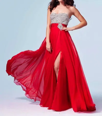 Mac Duggal Strapless Sweetheart Prom Dress In Red