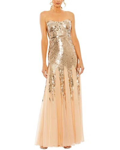 Mac Duggal Strapless Sweetheart Sequin Mesh A Line Gown In Red
