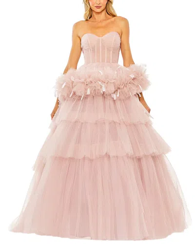 Mac Duggal Strapless Tulle Gown In Pink