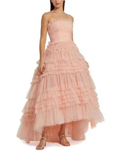 Mac Duggal Strapless Tulle Ruffle Gown In Multi