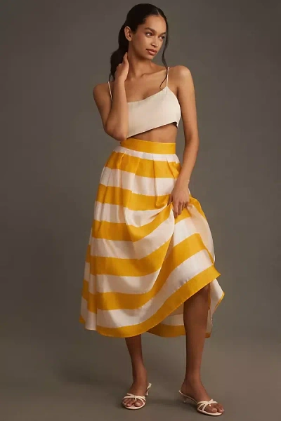 Mac Duggal Stripe Sunshine Midi Skirt In Multi