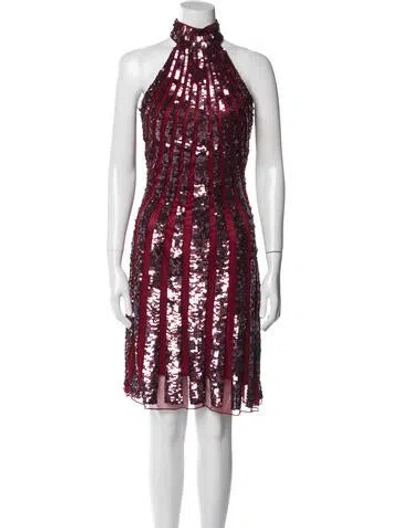 Pre-owned Mac Duggal Striped Knee-length Dress In Multi