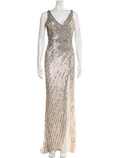 Pre-owned Mac Duggal Striped Long Dress