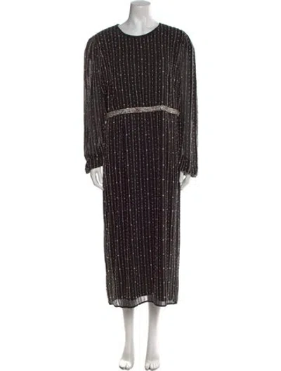 Pre-owned Mac Duggal Striped Long Dress In Black