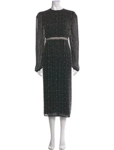 Pre-owned Mac Duggal Striped Long Dress In Black