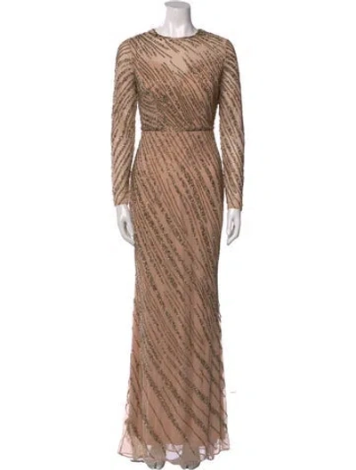 Pre-owned Mac Duggal Striped Long Dress In Gold