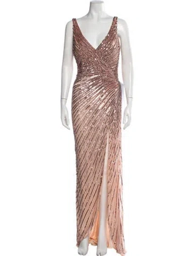 Pre-owned Mac Duggal Striped Long Dress In Neutrals